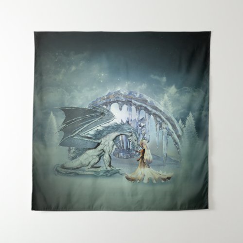 Awesome ice dragon tapestry