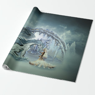 Awesome ice dragon wrapping paper