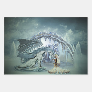 Awesome ice dragon wrapping paper sheets
