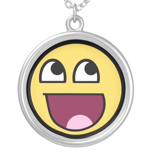 Awesome Internet Meme Silver Plated Necklace (Front)