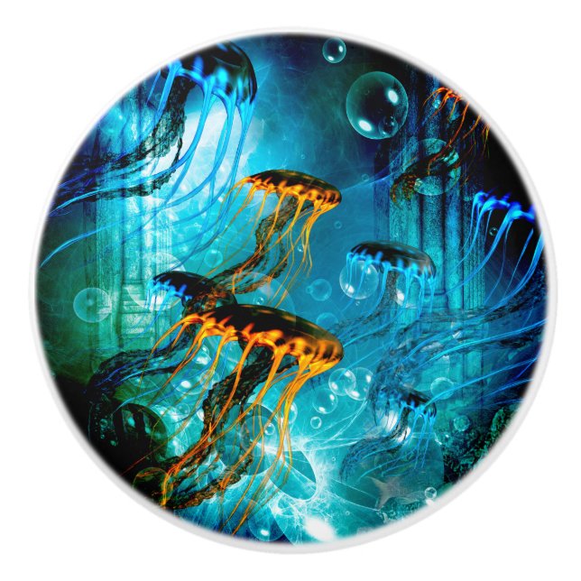 Awesome jellyfish ceramic knob (Front)