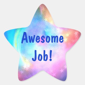 Awesome Job Rainbow Star Multi Color Star Sticker by MaggieMart at Zazzle