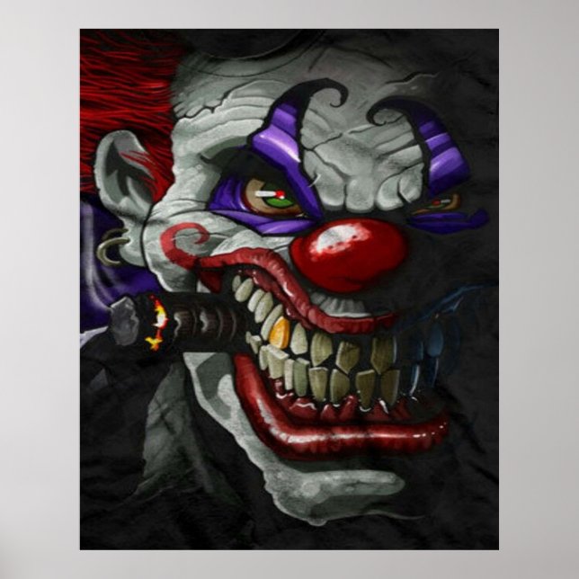 Awesome Killer Clown Cartoon Artwork horror Poster (Front)