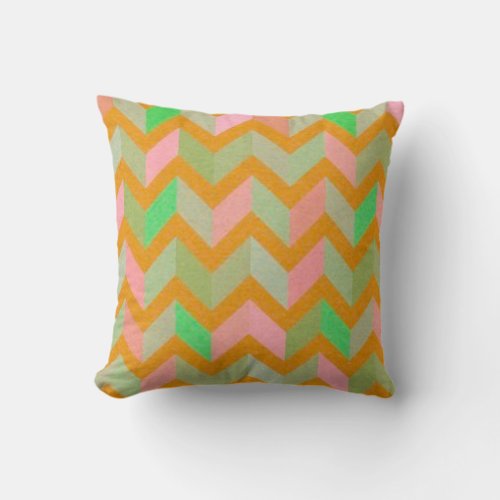 Awesome Kiwi Mango Aesthetic Chevron Pattern Throw Pillow