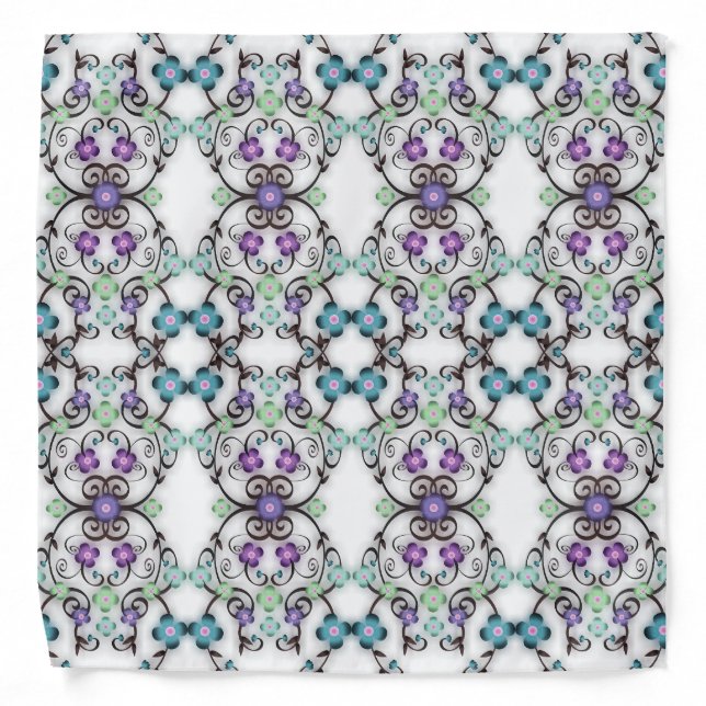 Awesome Lacy Look of Blue Violet Flowers  Bandana (Front)