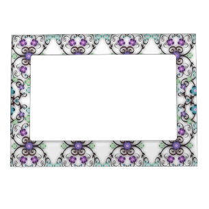Awesome Lacy Look of Blue Violet Flowers  Magnetic Frame