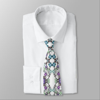 Awesome Lacy Look of Blue Violet Flowers Neck Tie
