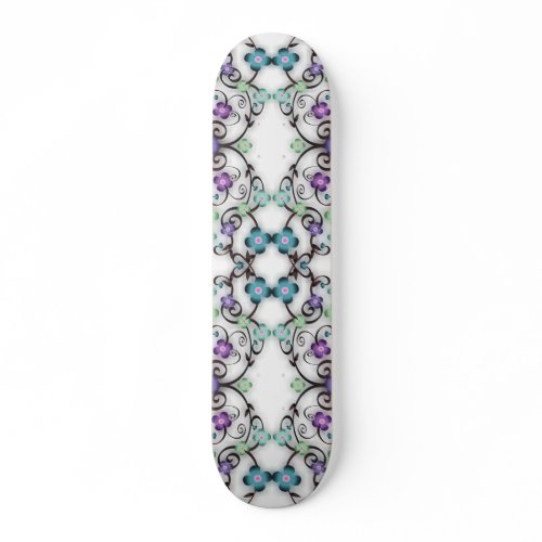 Awesome Lacy Look of Blue Violet Flowers  Skateboard