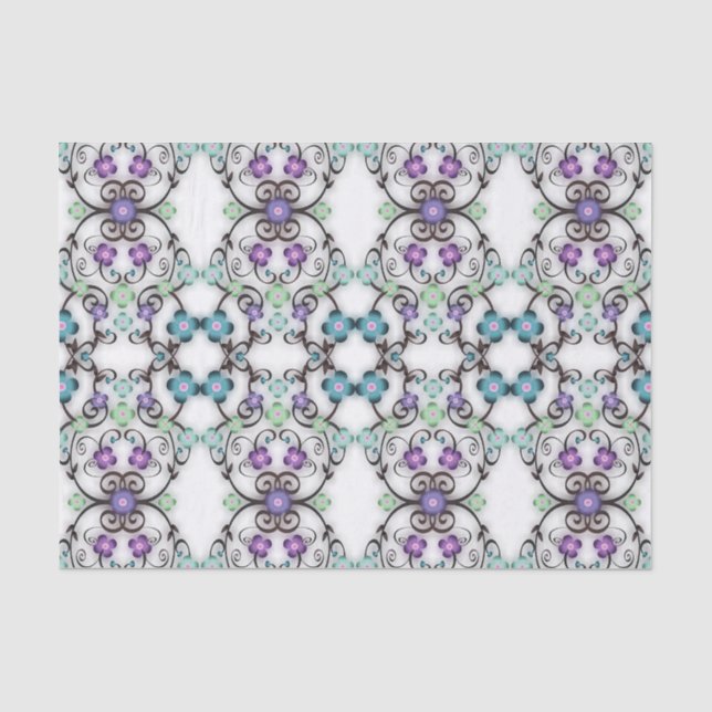 Awesome Lacy Look of Blue Violet Flowers  Tissue Paper (Front)