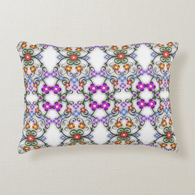 Awesome Lacy Look of Flowers Pink Accent Pillow (Front)