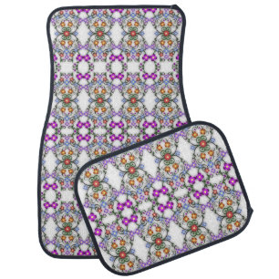 Awesome Lacy Look of Flowers Pink Car Floor Mat