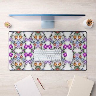 Awesome Lacy Look of Flowers Pink Desk Mat