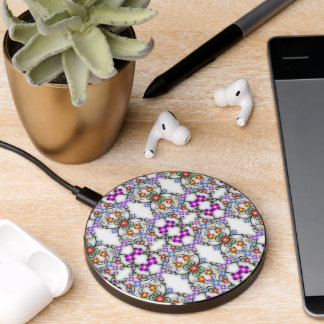 Awesome Lacy Look of Flowers Pink Wireless Charger
