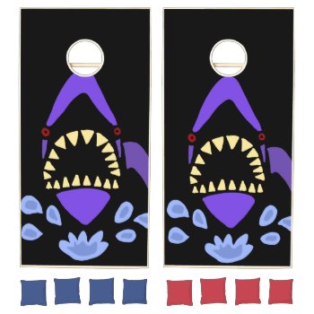 Awesome Leaping Shark Abstract Art Cornhole Set by sharksfun at Zazzle