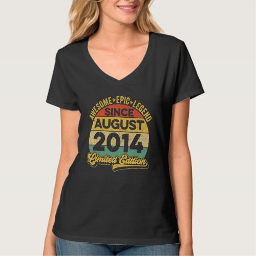 Awesome Legend Since August 2014 8th Birthday 8 Ye T_Shirt