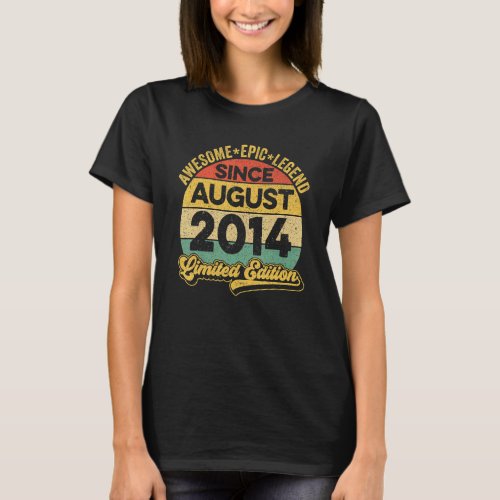 Awesome Legend Since August 2014 8th Birthday 8 Ye T_Shirt
