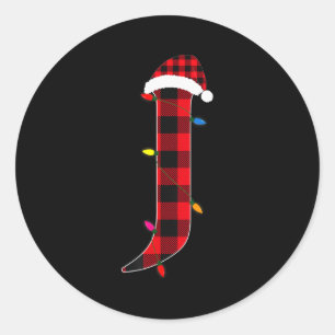 Awesome Letter J Initial Name Buffalo Plaid Christ Classic Round Sticker