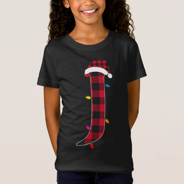 Awesome Letter J Initial Name Buffalo Plaid Christ T-Shirt (Front)