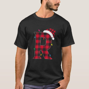 Awesome Letter R Initial Name Buffalo Plaid Christ T-Shirt