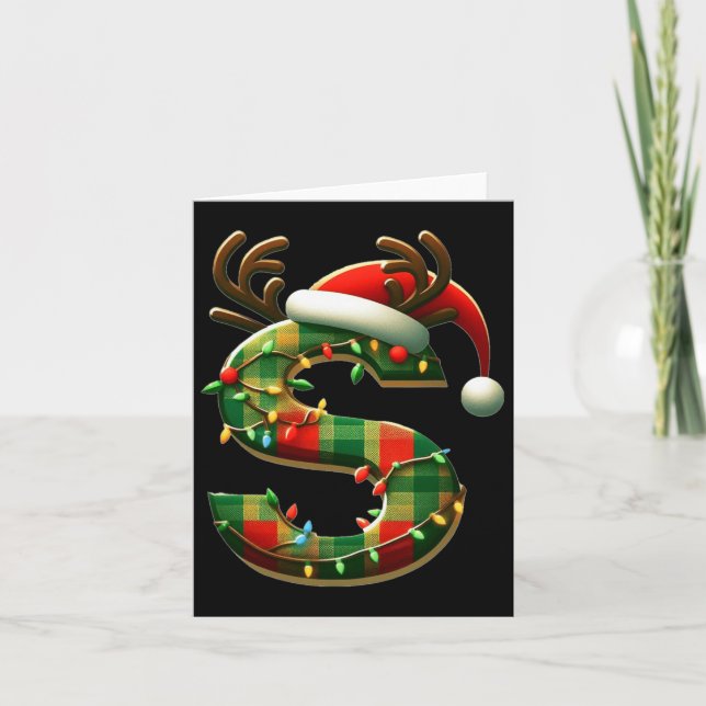 Awesome Letter S Santa Hat Monogram Initial Name S Card (Front)