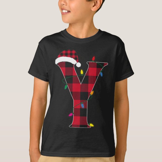 Awesome Letter Y Initial Name Buffalo Plaid Christ T-Shirt (Front)