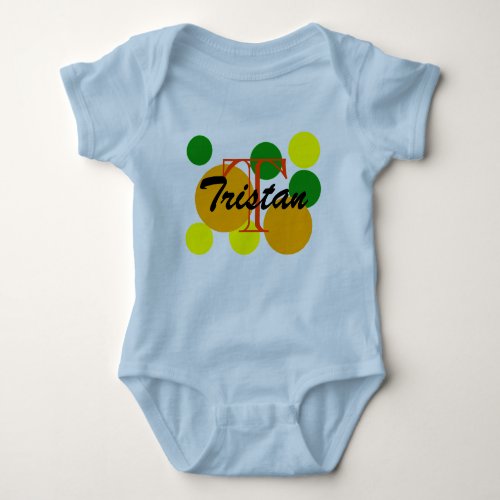 Awesome Lettered Monogram with Unique Bold Circles Baby Bodysuit