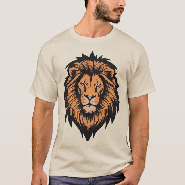Awesome Lion Head Tattoo Style T-Shirt (Front)