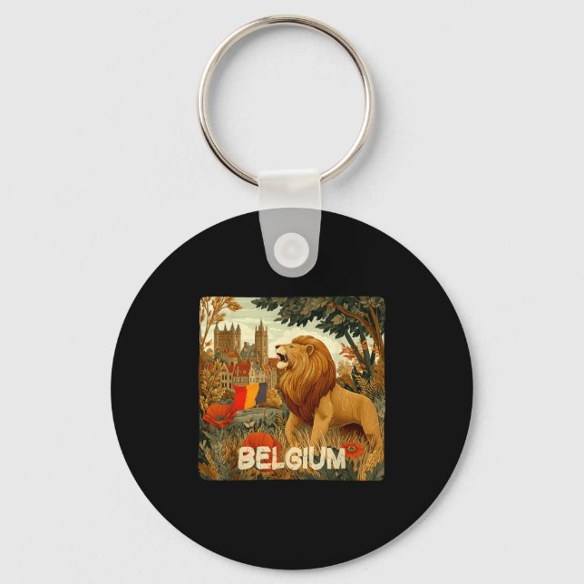 Awesome Lion In Belgium Colors Costume  Keychain (Front)