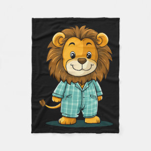 Awesome Lion In Pajama For Funny Animal Sleepwear Fleece Blanket