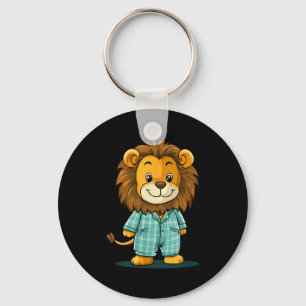 Awesome Lion In Pajama For Funny Animal Sleepwear Keychain