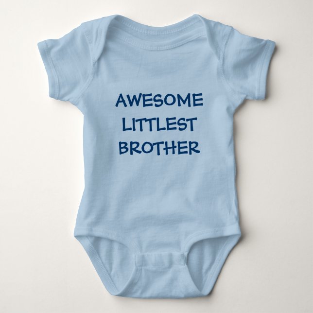 AWESOME LITTLEST BROTHER Blue Baby Outfit Baby Bodysuit (Front)
