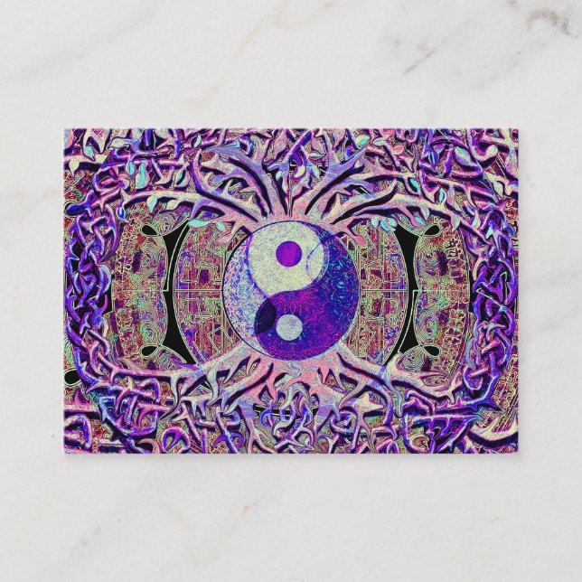 Awesome Looking Yin Yang Tree Business Card (Front)