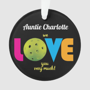 Awesome Love pickleball, custom text, round Ornament