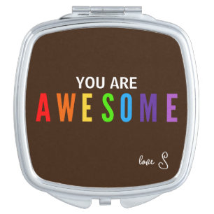 AWESOME LOVE RED ORANGE YELLOW GREEN BLUE PURPLE COMPACT MIRROR