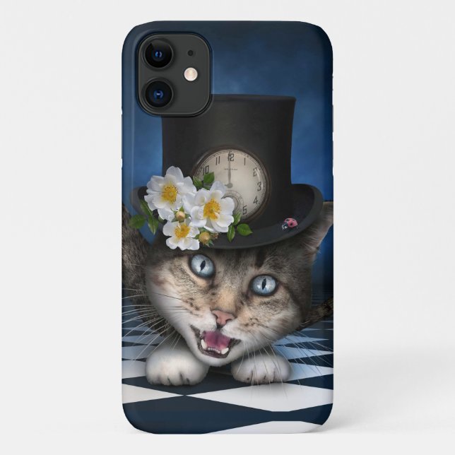 Awesome Mad Hatter Teapot Cat Whimsical Design Case-Mate iPhone Case (Back)