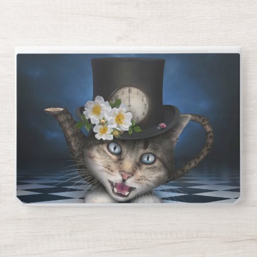 Awesome Mad Hatter Teapot Cat Whimsical Design HP Laptop Skin