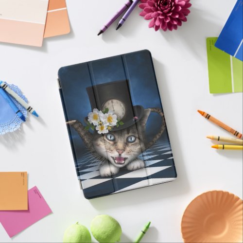 Awesome Mad Hatter Teapot Cat Whimsical Design iPad Air Cover