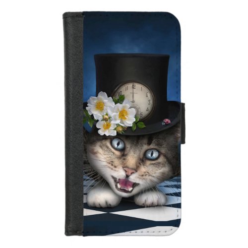 Awesome Mad Hatter Teapot Cat Whimsical Design iPhone 87 Wallet Case