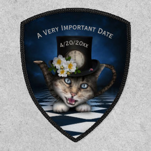 Awesome Mad Hatter Teapot Cat Whimsical Design Patch