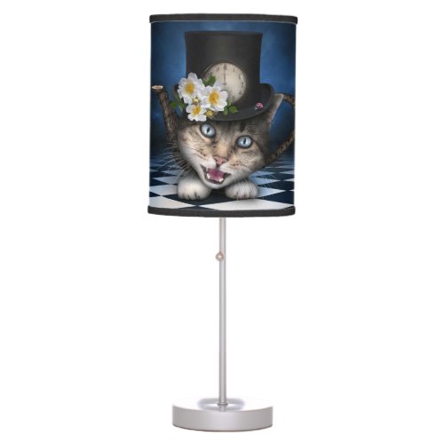 Awesome Mad Hatter Teapot Cat Whimsical Design Table Lamp
