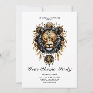 Awesome majestic lion invitation