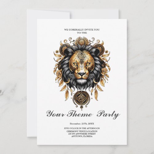 Awesome majestic lion invitation