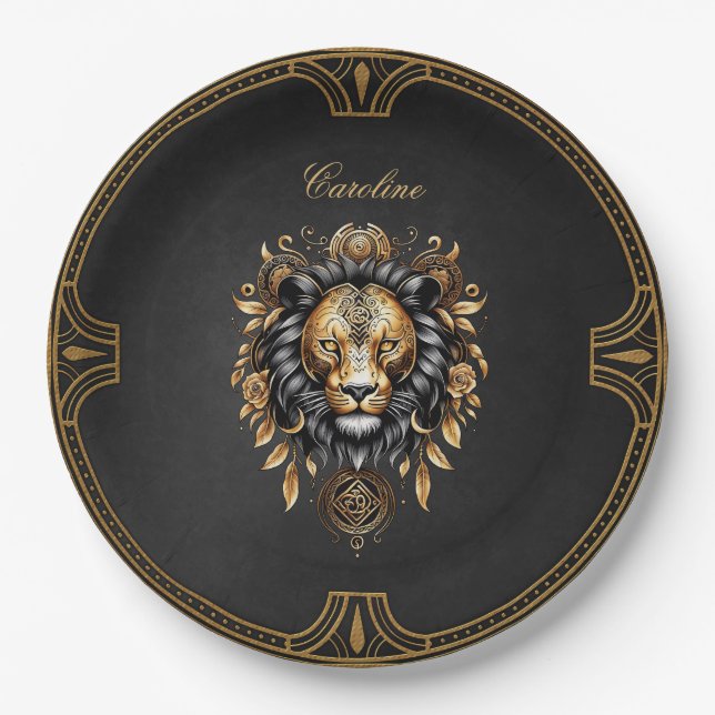 Awesome majestic lion paper plates (Front)