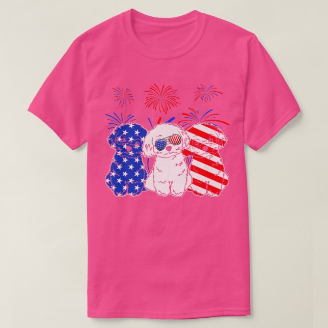 Awesome Maltese Dog American Flag 4th Of July Prem T-Shirt (Design Front)