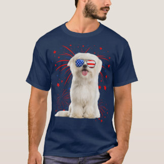 Awesome Maltese Dog American Flag 4th Of July  T-Shirt