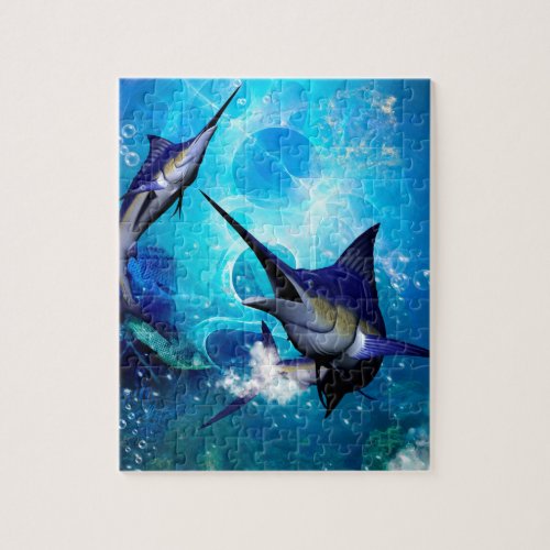 Awesome marlin with bubbles jigsaw puzzle