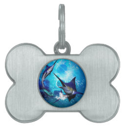 Awesome marlin with bubbles pet tag