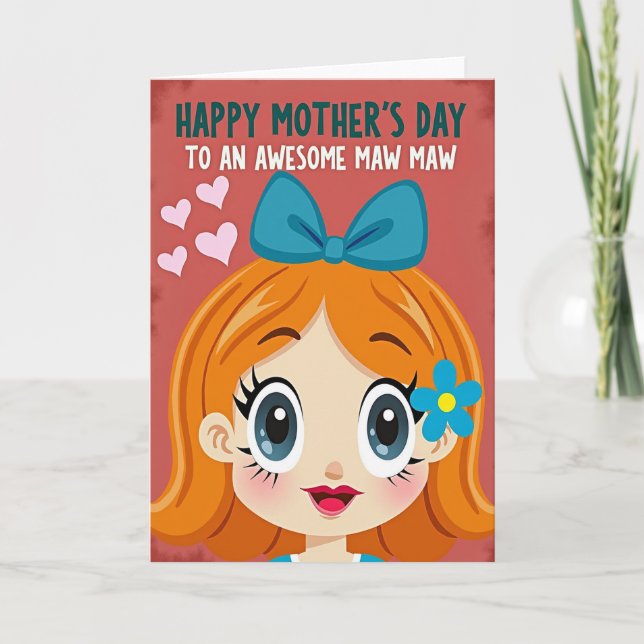 Awesome Maw Maws Day Teal Art Card (Front)