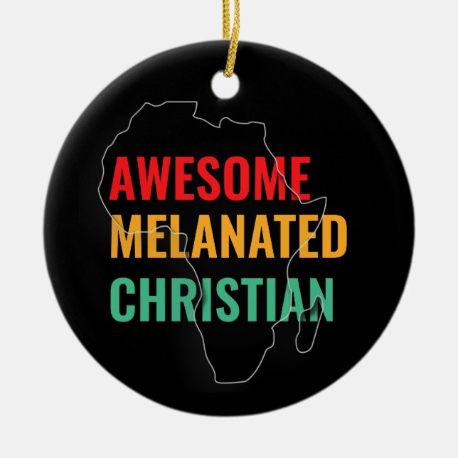 Awesome Melanated Christian Ceramic Ornament (Front)