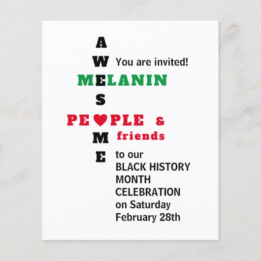 AWESOME MELANIN Black History Month Invitation (Front)